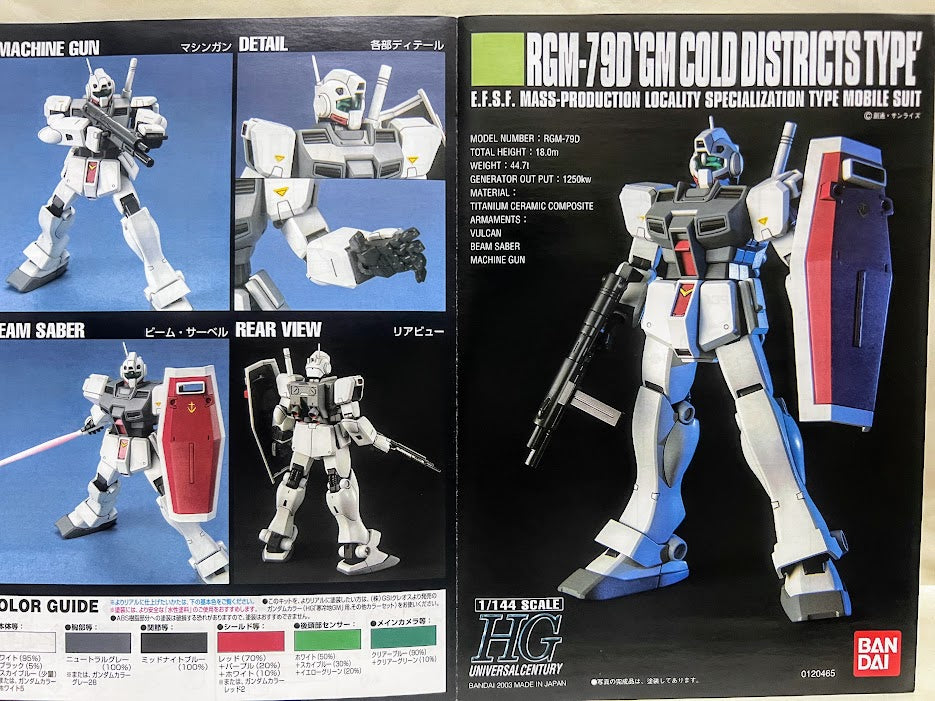 Bandai Gundam 1/144 HGUC 0080 EFSF RGM-79D GM cold districts type

