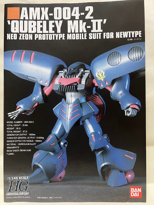 Bandai Gundam 1/144 HGUC 0088 New Zeong Qubeley AMX-004-2 Mobile Suit model kit