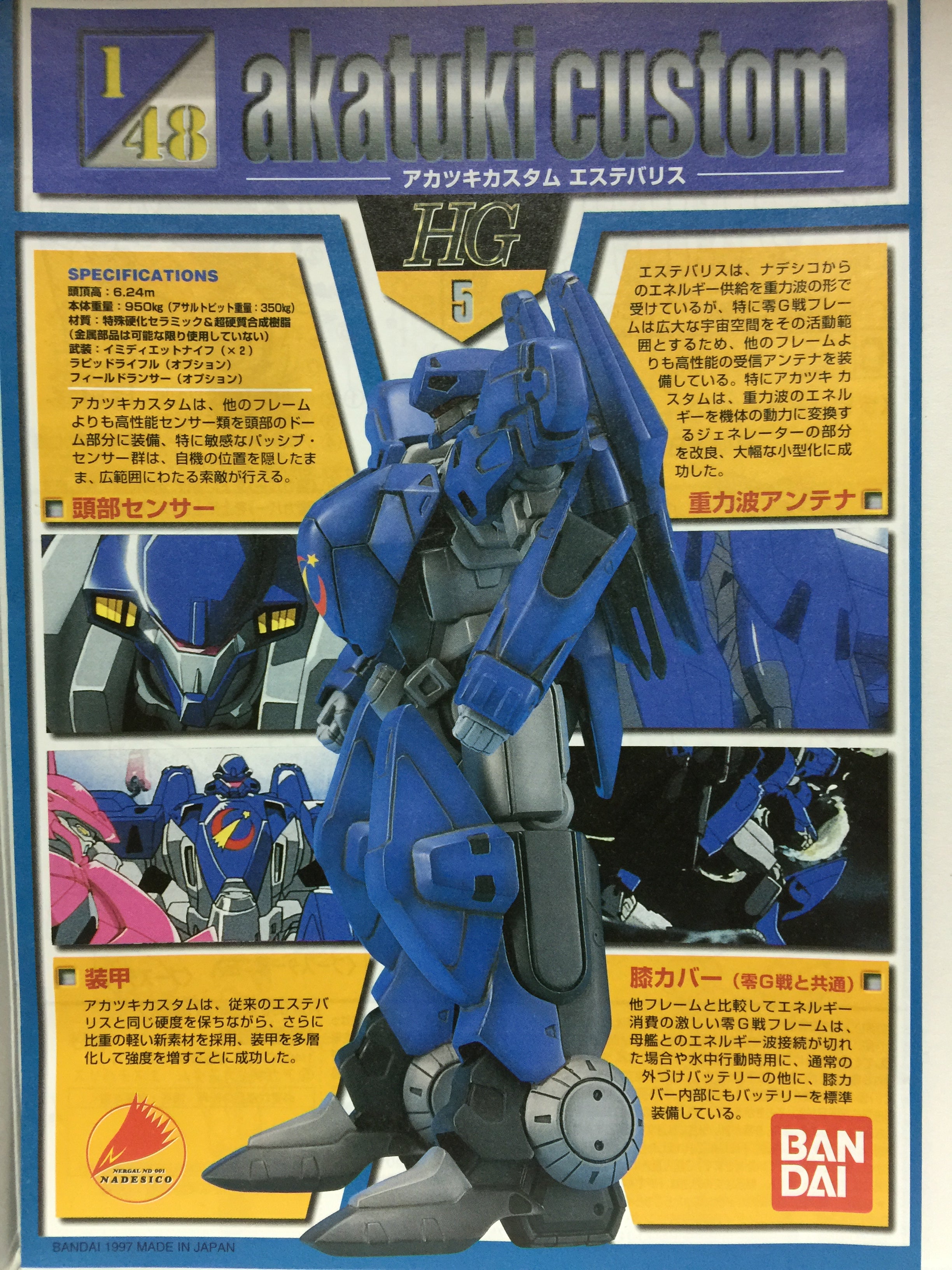 Bandai Nadesico 1/48 Battle frame Akatuki Custom Armor Super Robot model kit