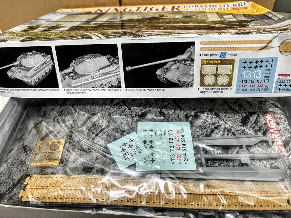 Dragon 1:72 World tank model kit - German Panzer King Tiger Porsche turret w Zimmerit