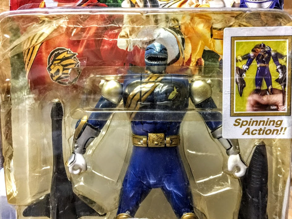 Power rangers Sentai Wild Force Blue Shark 6 inches action figure Spin action