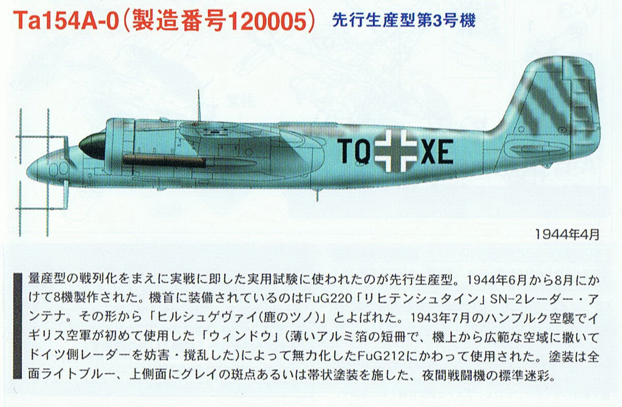 Takara 1:144 Famous plane 3 #09 Aircraft kit Luftwaffe Ta154 A0 3rd production