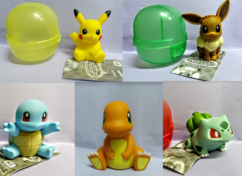 Tomy Vending M. 5 Figures Pokemon Pikachu Bulbasaur, Charmander, Squirtle, Eevee