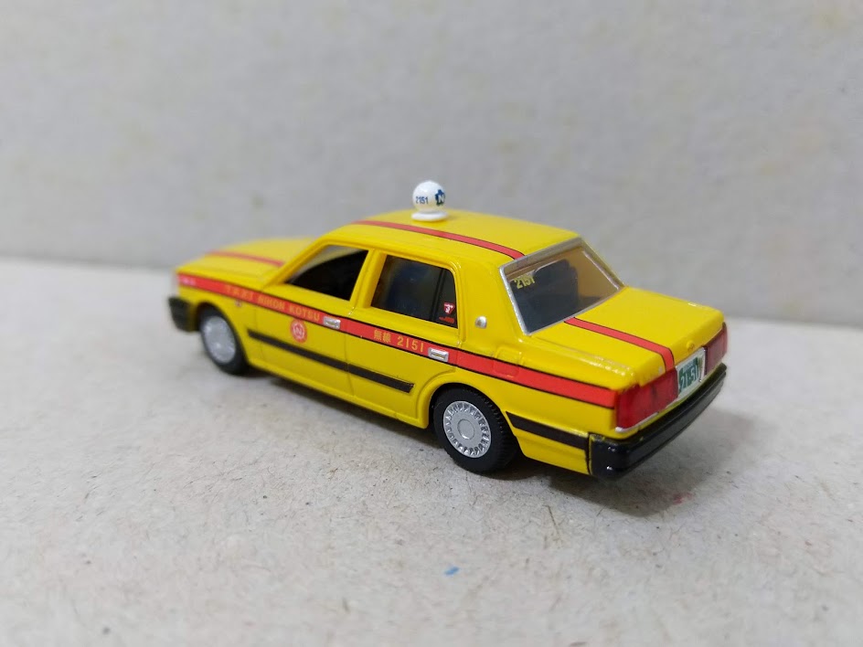Tomytec 1/80 HO scale model car 80s-Toyota automobile Crown Taxi Yellow Cab
