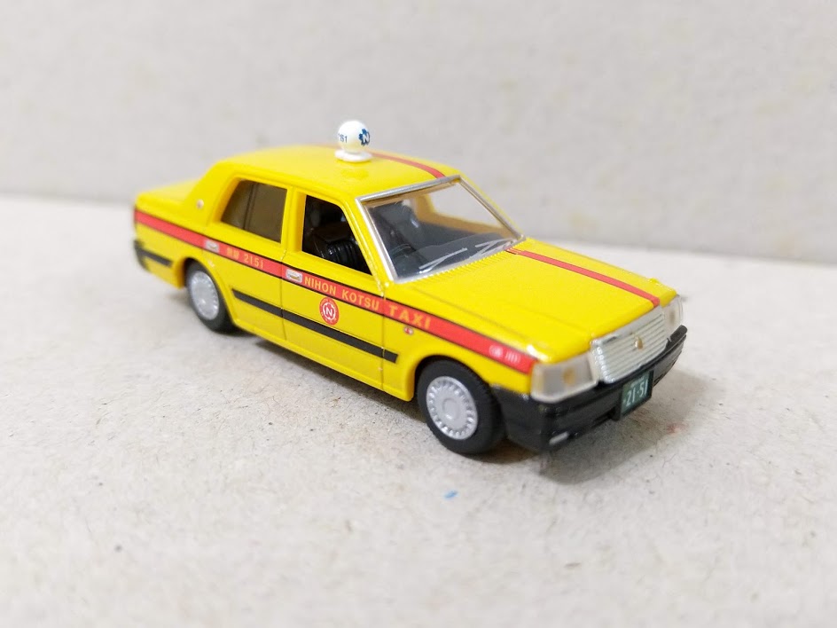 Tomytec 1/80 HO scale model car 80s-Toyota automobile Crown Taxi Yellow Cab