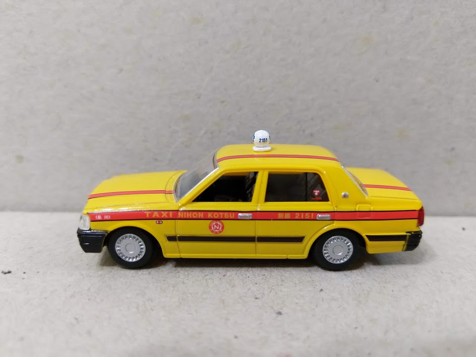 Tomytec 1/80 HO scale model car 80s-Toyota automobile Crown Taxi Yellow Cab
