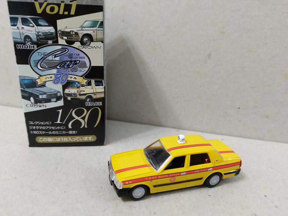 Tomytec 1/80 HO scale model car 80s-Toyota automobile Crown Taxi Yellow Cab