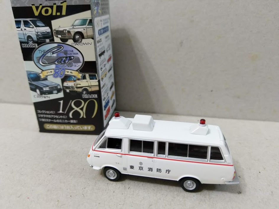Tomytec 1/80 HO scale model car 80s-Toyota HiAce Classic Vehicle Fire Dept White