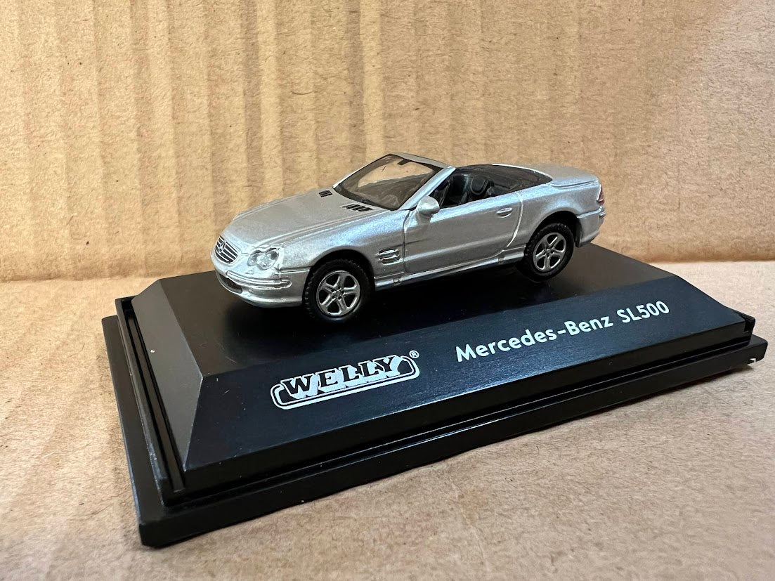 Welly 1/87 HO sport Euro open car Diecast model Mercedes Benz SL500 Silver